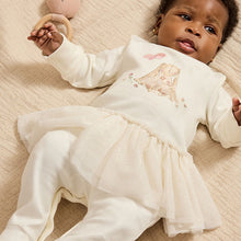 Load image into Gallery viewer, Ecru Bunny Tutu Baby Sleepsuit (0-18mths)