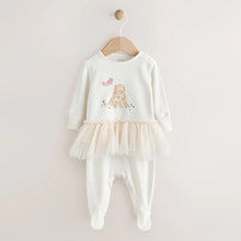 Load image into Gallery viewer, Ecru Bunny Tutu Baby Sleepsuit (0-18mths)