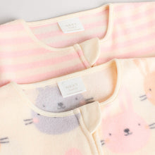 Load image into Gallery viewer, Pink 2 Pack Micro Fleece Two Way Zip Baby Sleepsuits