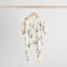 Load image into Gallery viewer, Grey Baby Micro Fleece Two Way Zip Sleepsuits 2 Pack