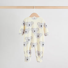 Load image into Gallery viewer, Grey Baby Micro Fleece Two Way Zip Sleepsuits 2 Pack