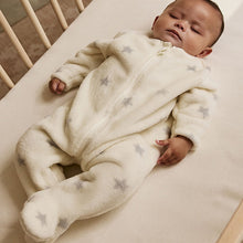 Load image into Gallery viewer, Grey Star Fleece Baby Sleepsuit