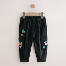 Load image into Gallery viewer, Black Varsity Regular Fit Cargo Trousers (3mths-6yrs)