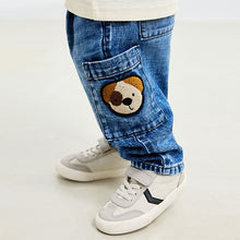 Load image into Gallery viewer, Mid Blue Dog Cargo Jeans (3mths-6yrs)