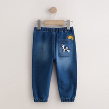 Load image into Gallery viewer, Mid Blue Farm Character Wide Fit Barrel Jeans (3mths-6yrs)