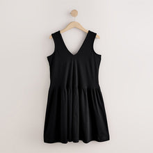 Load image into Gallery viewer, Black V-Neck Jersey Mini Summer Dress