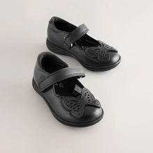 Load image into Gallery viewer, Black Butterfly Leather Mary Jane School Shoes