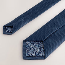 Load image into Gallery viewer, Navy Textured Tie with Tie Clip