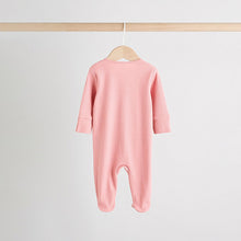 Load image into Gallery viewer, Pink 3 Pack Two Way Zip Baby Sleepsuits (0-18mths)
