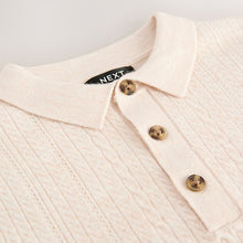Load image into Gallery viewer, Cream Cable Knit Polo Shirt (3mths-6yrs)