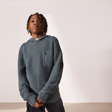 Load image into Gallery viewer, Blue Utility Knitted Hoodie (4-12yrs)
