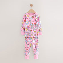 Load image into Gallery viewer, Purple Cat Print Snuggle Pyjamas 3 Pack (3-8yrs)