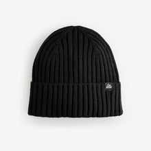 Load image into Gallery viewer, Black Knitted Beanie Hat (1-13yrs)