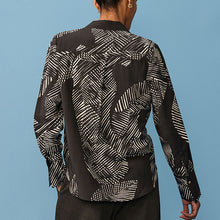 Load image into Gallery viewer, Monochrome Geometric Print Long Sleeve Button Down Shirt