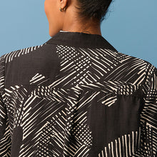 Load image into Gallery viewer, Monochrome Geometric Print Long Sleeve Button Down Shirt