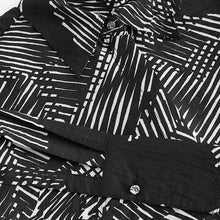 Load image into Gallery viewer, Monochrome Geometric Print Long Sleeve Button Down Shirt