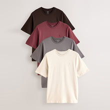 Load image into Gallery viewer, Brown/Cream/Rust/Neutral Regular Fit T-Shirts 4 Pack