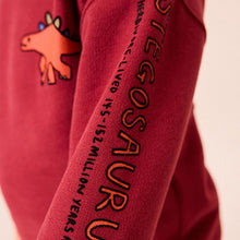 Load image into Gallery viewer, Burgundy Red Dinosaur Spikes Crew Sweatshirt And Joggers Set (3mths-5yrs)