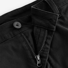Load image into Gallery viewer, Black Regular Fit Soft Touch Utility Cargo Trousers