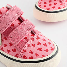 Load image into Gallery viewer, Pink Heart Touch Fasten Strap Printed Trainers