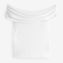 Load image into Gallery viewer, White Bardot Off The Shoulder Summer Ribbed Top