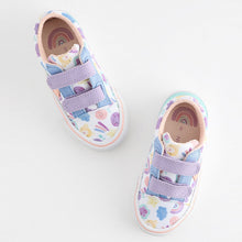 Load image into Gallery viewer, White Character Touch Fasten Strap Printed Trainers