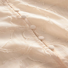 Load image into Gallery viewer, Ecru Jacquard Boho Long Sleeve Tie Neck Blouse