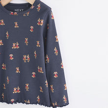 Load image into Gallery viewer, Navy Bunny Cotton Rich Long Sleeve Rib T-Shirt (3mths-6yrs)