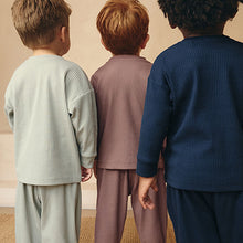 Load image into Gallery viewer, Navy/Camel Plain 3 Pack Relaxed Fit Pyjamas (12mths-6yrs)