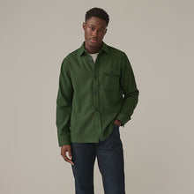 Load image into Gallery viewer, Dark Green Single Pocket Shacket With Wool