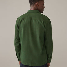 Load image into Gallery viewer, Dark Green Single Pocket Shacket With Wool