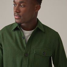 Load image into Gallery viewer, Dark Green Single Pocket Shacket With Wool
