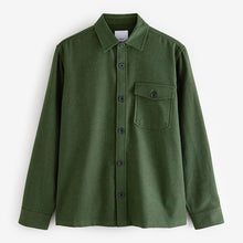 Load image into Gallery viewer, Dark Green Single Pocket Shacket With Wool