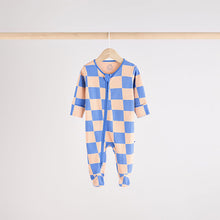 Load image into Gallery viewer, Blue Baby Zipped Sleepsuits 4 Pack