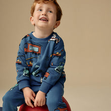 Load image into Gallery viewer, Blue Vehicles All-Over Print Character Sweatshirt and Joggers Set (3mths-5yrs)