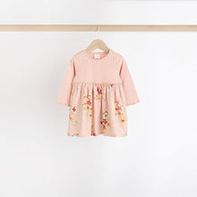 Load image into Gallery viewer, Pink/Blue Floral Baby Jersey Dresses 2 Pack