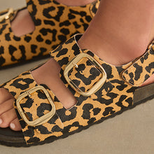 Load image into Gallery viewer, Leopard Standard Fit Forever Comfort® Back Strap Footbed Sandals