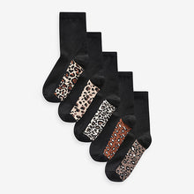 Load image into Gallery viewer, Leopard Footbed Ankle Socks 5 Pack