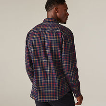Load image into Gallery viewer, Navy Blue Check Long Sleeve 100% Cotton Oxford Shirt
