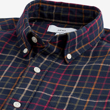 Load image into Gallery viewer, Navy Blue Check Long Sleeve 100% Cotton Oxford Shirt