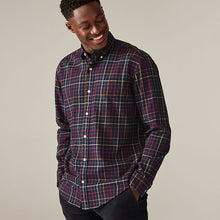 Load image into Gallery viewer, Navy Blue Check Long Sleeve 100% Cotton Oxford Shirt