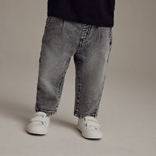 Load image into Gallery viewer, Grey Denim Loose Fit Pleat Front Jeans (3mths-6yrs)