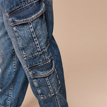 Load image into Gallery viewer, Blue Balloon Denim Cargo 100% Cotton Jeans with Elasticated