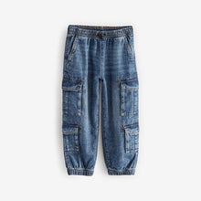 Load image into Gallery viewer, Blue Balloon Denim Cargo 100% Cotton Jeans with Elasticated