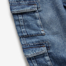 Load image into Gallery viewer, Blue Balloon Denim Cargo 100% Cotton Jeans with Elasticated