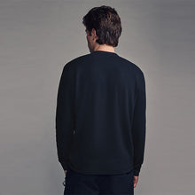Load image into Gallery viewer, Navy Blue Long Sleeves Waffle Texture Crew 100% Cotton T-Shirt
