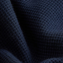Load image into Gallery viewer, Navy Blue Long Sleeves Waffle Texture Crew 100% Cotton T-Shirt