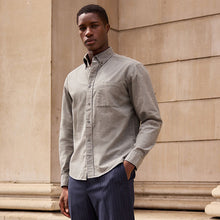 Load image into Gallery viewer, Grey Brushed 100% Cotton Oxford Long Sleeve Shirt