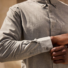 Load image into Gallery viewer, Grey Brushed 100% Cotton Oxford Long Sleeve Shirt