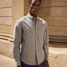 Load image into Gallery viewer, Grey Brushed 100% Cotton Oxford Long Sleeve Shirt